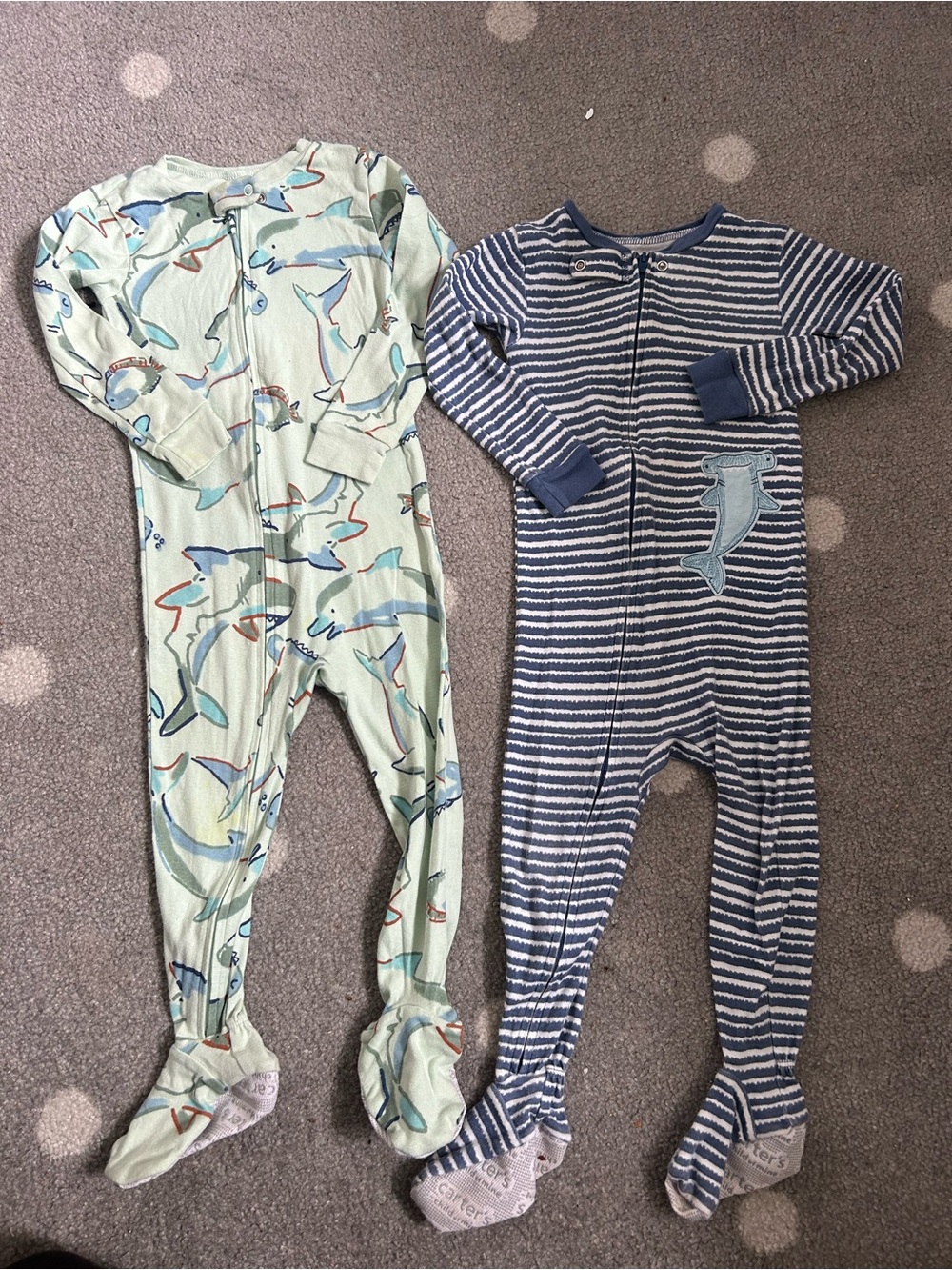 Carter's Mint Shark & Navy Striped Footie Set